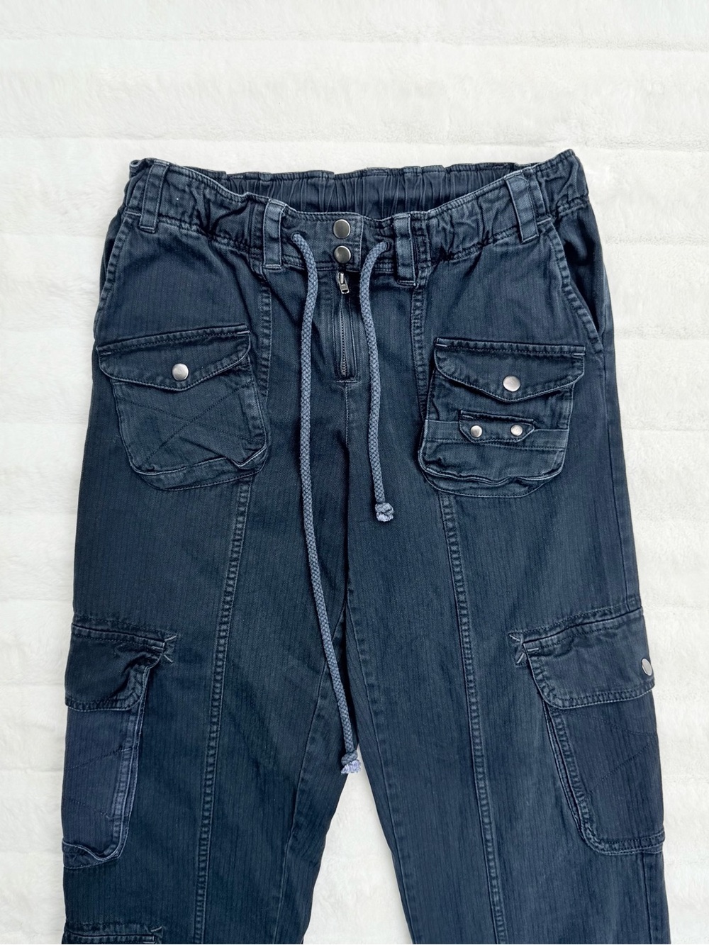 Free People Tahiti Cargo Pants Black Utility Drawstring Relaxed Fit S - Picture 6 of 12